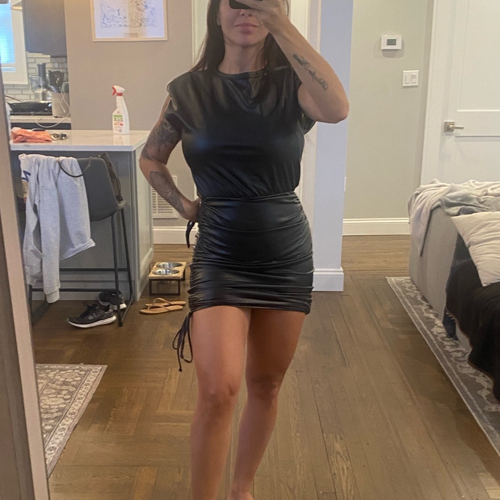 FASHION NOVA FAUX LEATHER DRESS - Picture 1 of 4